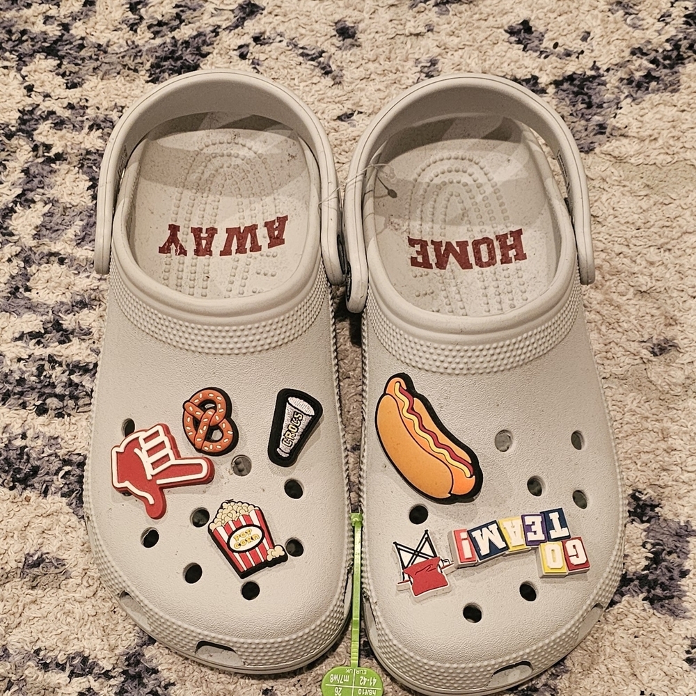 CROCS Kids' Light Gray Clogs with Fun Charms